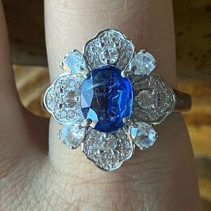 Natural Kyanite Sterling Silver Cocktail Ring Size 9